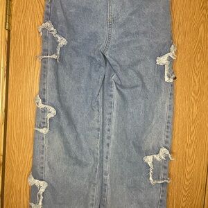 Kids Light Blue Distressed Straight-Leg Jeans